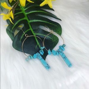 Turquoise Geometric Drop Earrings